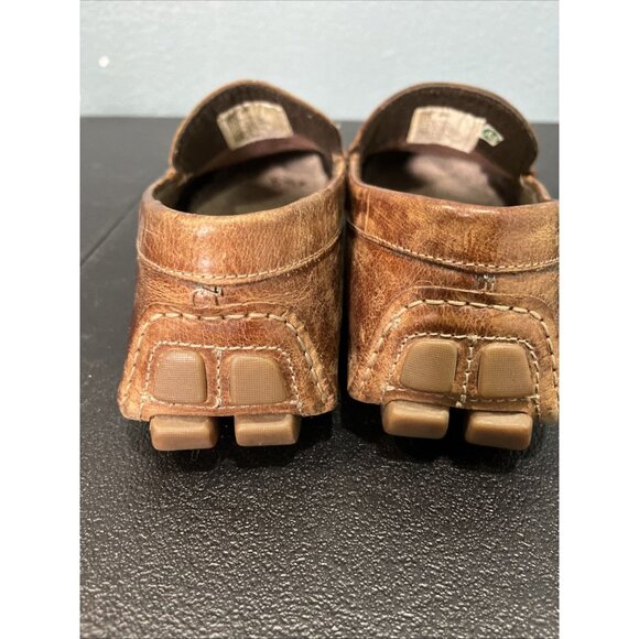 LB Evans Shoes Mens 10 Brown Alton Leather Loafers Shearling Slip On Slipper - Picture 5 of 8